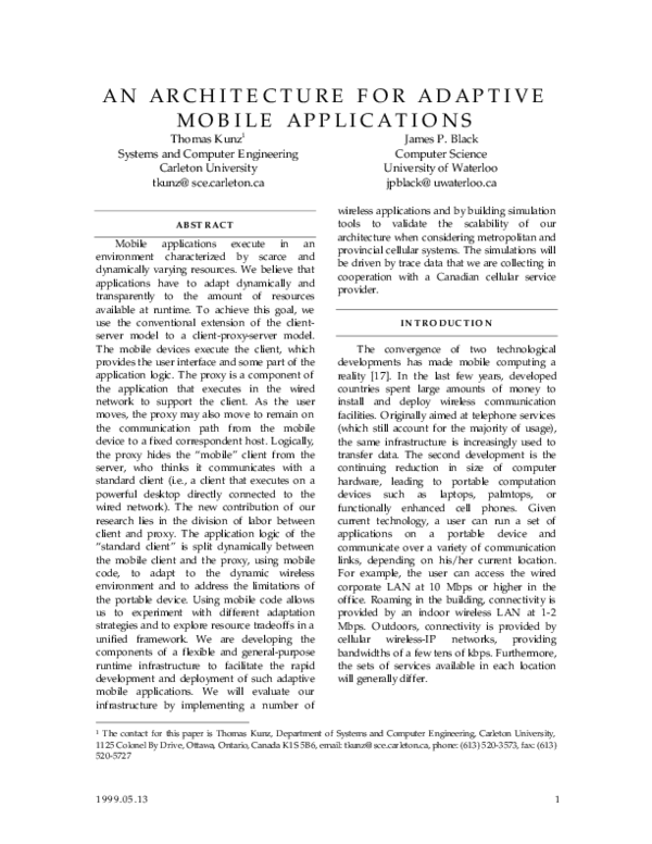 (PDF) Architecture for Adaptive Mobile Applications