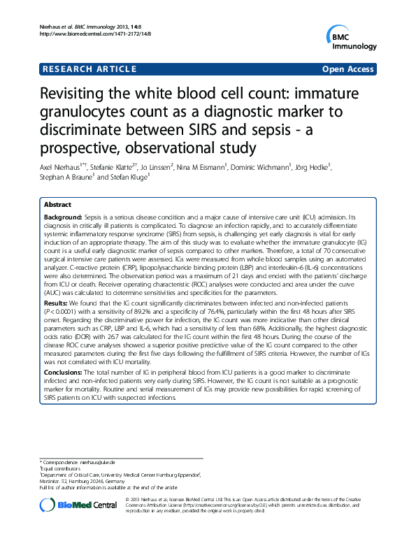 (PDF) Revisiting the white blood cell count immature granulocytes