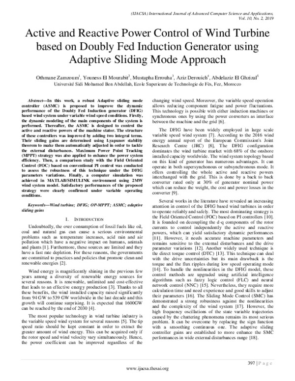 (PDF) Active and Reactive Power Control of Wind Turbine based on Doubly ...