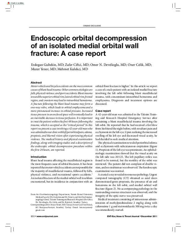 (PDF) Endoscopic orbital of an isolated medial orbital