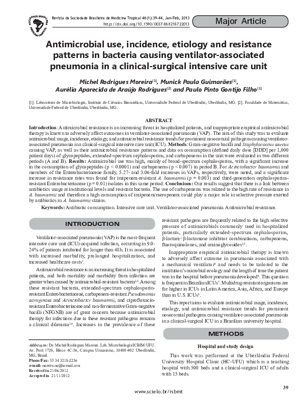 (PDF) Antimicrobial use, incidence, etiology and resistance patterns in ...