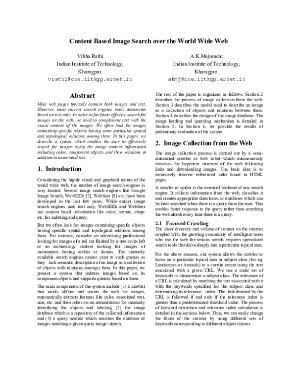(PDF) Content based image search over the world wide web
