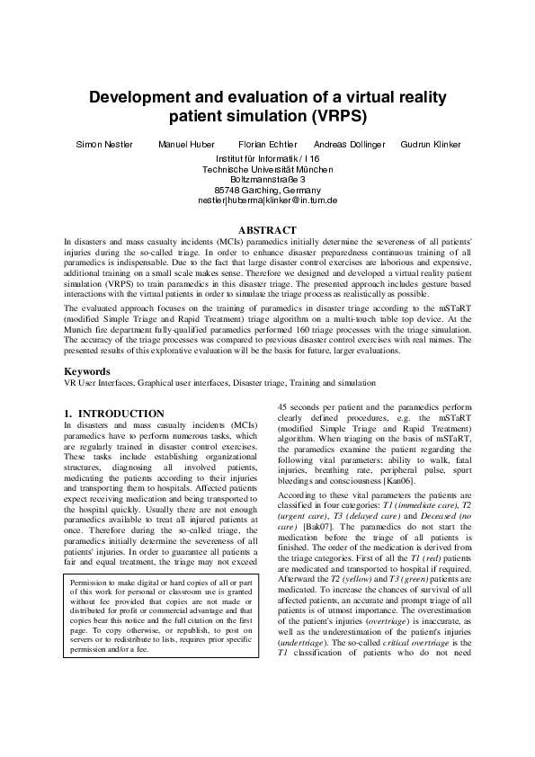 (PDF) Development and evaluation of a virtual reality patient ...