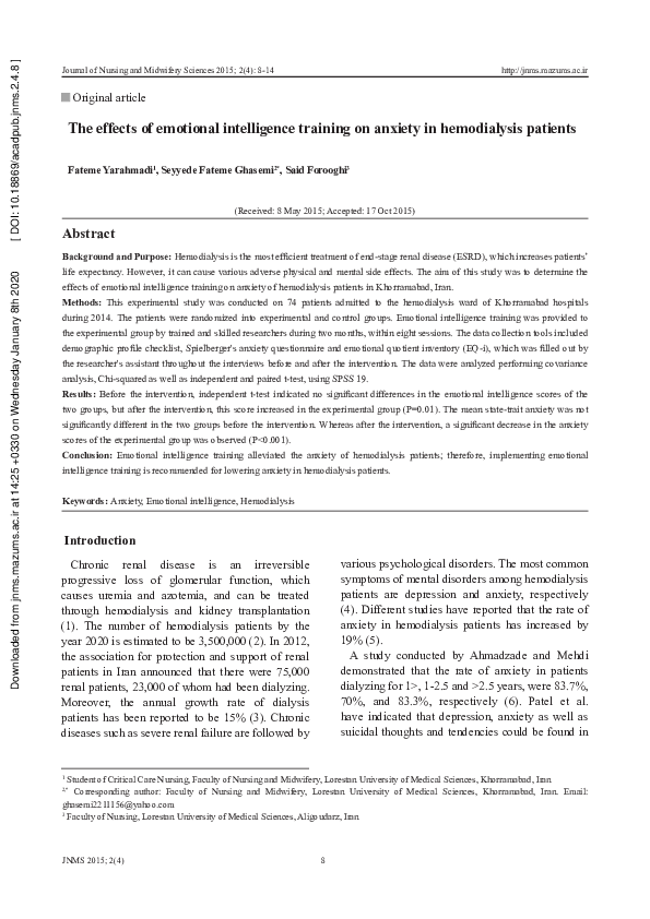 (PDF) The Effects Of Emotional Intelligence Training On High School ...