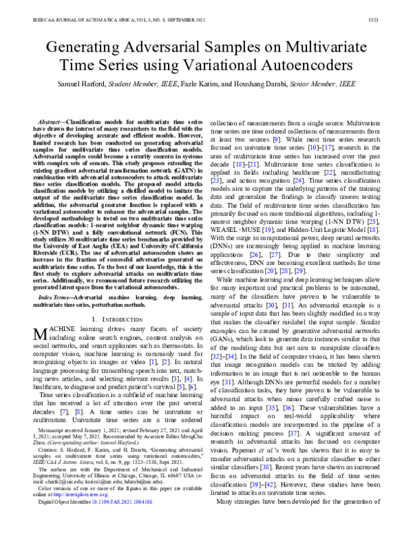 (PDF) Generating Adversarial Samples on Multivariate Time Series using ...
