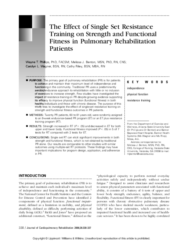 Pdf The Effect Of Single Set Resistance Training On Strength And