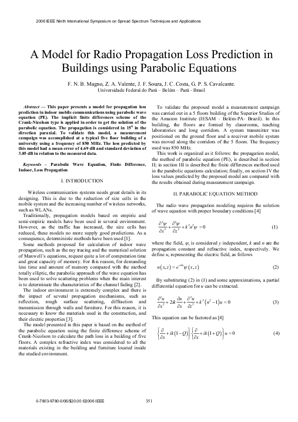 (PDF) A Model for Radio Propagation Loss Prediction in Buildings using ...