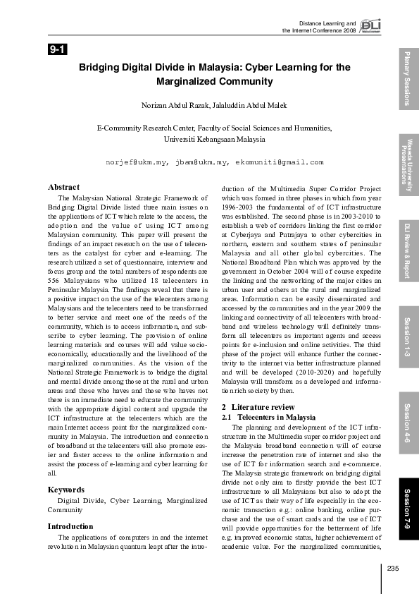 (PDF) Bridging digital divide in Malaysia: Cyber learning for the ...