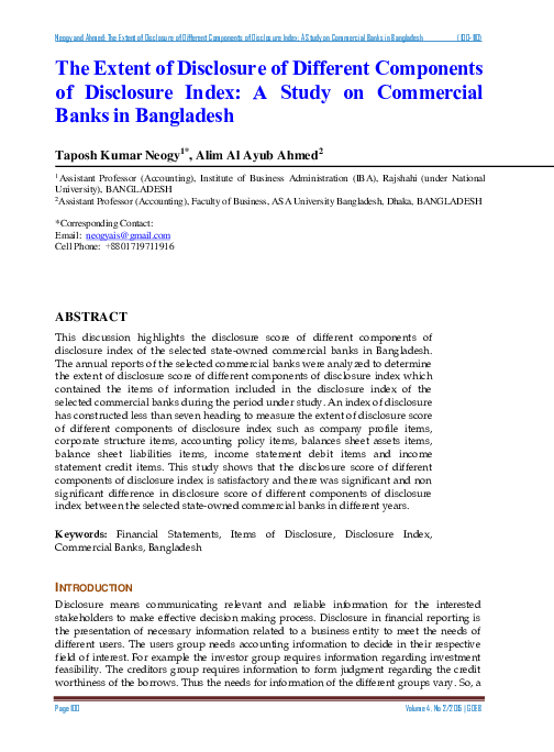 (PDF) The Extent of Disclosure of Different Components of Disclosure ...