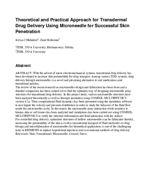 (PDF) Theoretical and Practical Approach for Transdermal Drug Delivery ...