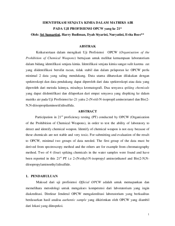 (PDF) Identification Chemical Weapon Compounds in Water Sample on The ...