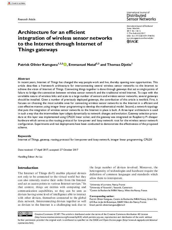 (PDF) Architecture for an efficient integration of wireless sensor ...