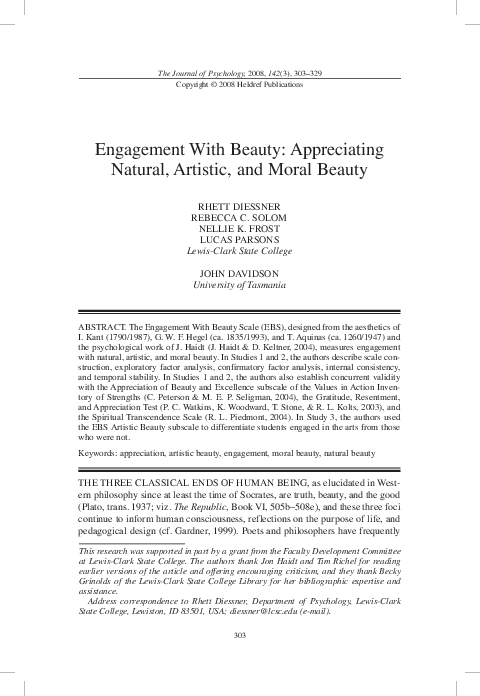 (PDF) Engagement With Beauty: Appreciating Natural, Artistic, and Moral ...