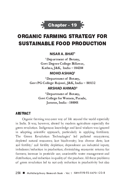 (PDF) ORGANIC FARMING STRATEGY FOR SUSTAINABLE FOOD PRODUCTION