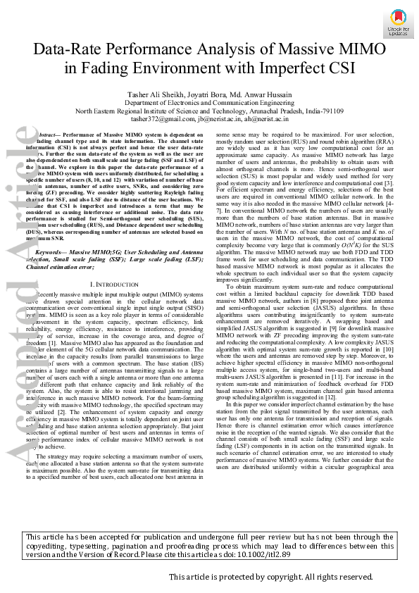 (PDF) Data-Rate Performance Analysis of Massive MIMO in Fading ...