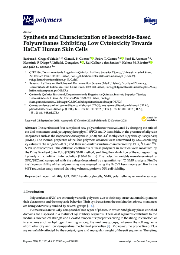 (PDF) Synthesis and Characterization of Isosorbide Carbonate: Lactide ...