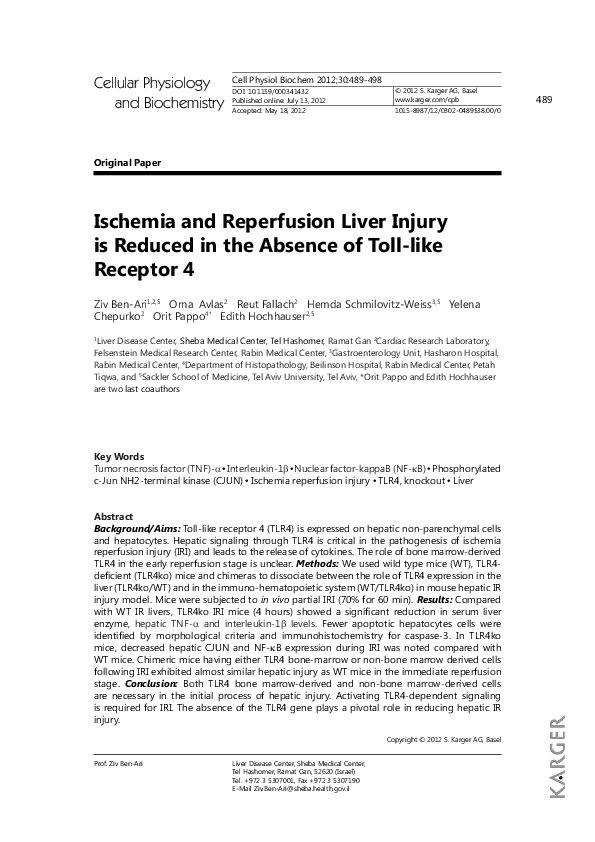 (PDF) Ischemia and Reperfusion Liver Injury is Reduced in the Absence ...