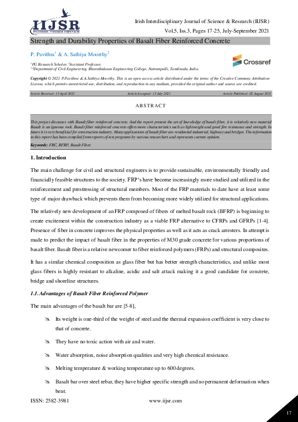 (PDF) Strength and Durability Properties of Basalt Fiber Reinforced ...