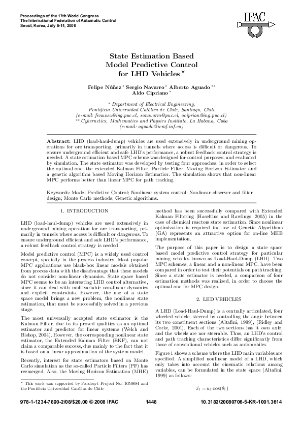 (PDF) State Estimation Based Model Predictive Control for LHD Vehicles