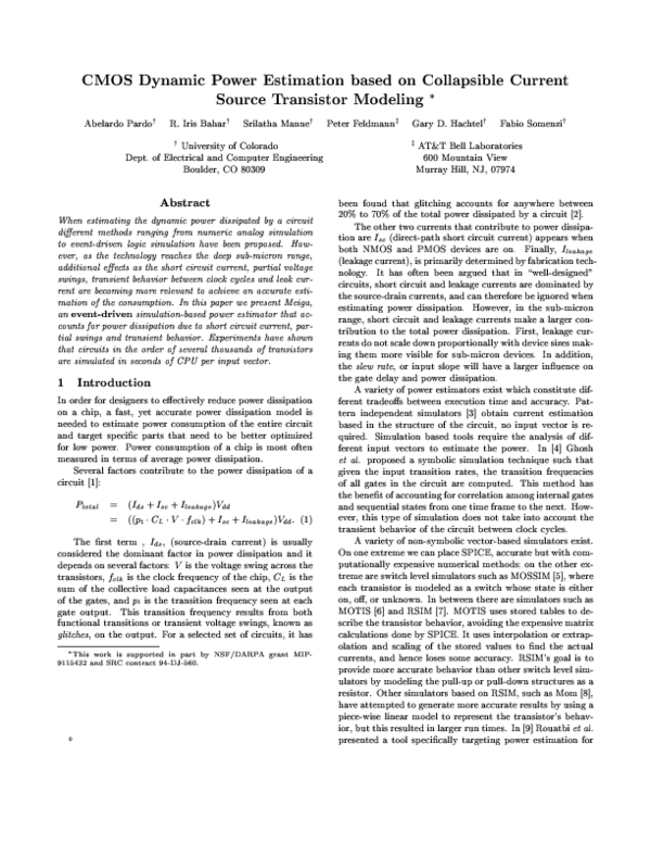 (PDF) CMOS dynamic power estimation based on collapsible current source ...