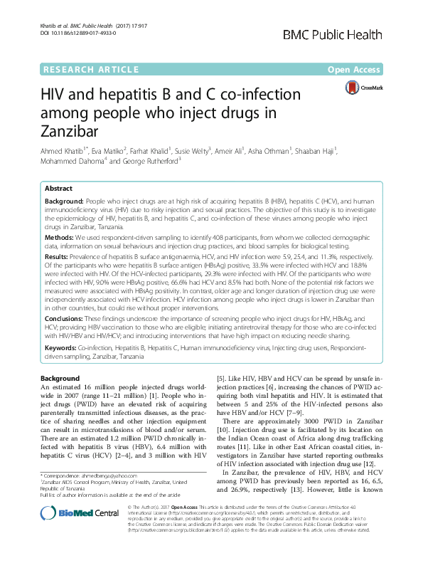 (PDF) HIV and hepatitis B and C co-infection among people who inject ...