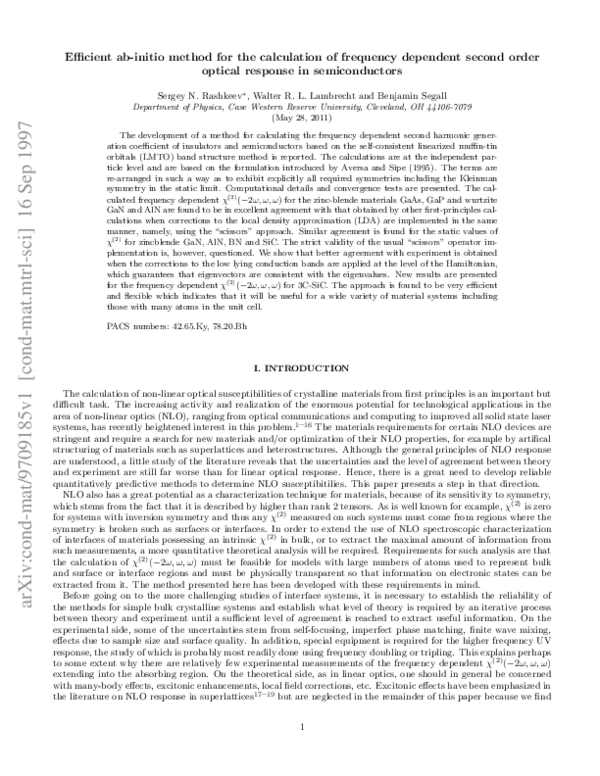 (PDF) Efficient ab initio method for the calculation of frequency ...