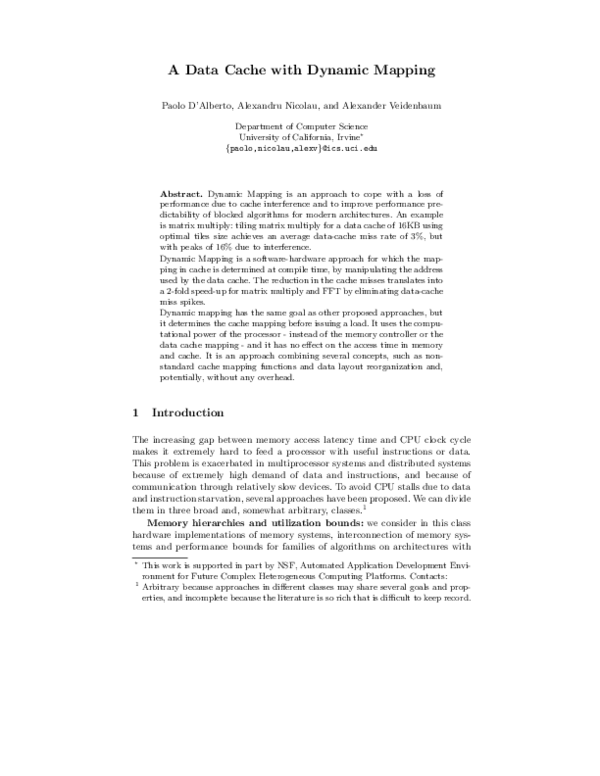 (PDF) A Data Cache with Dynamic Mapping