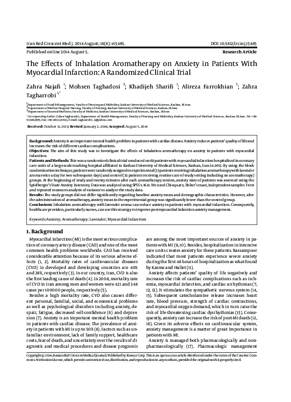 (PDF) The Effects of Inhalation Aromatherapy on Anxiety in Patients ...