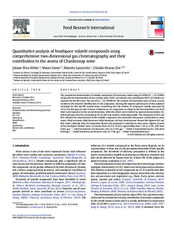 (PDF) Quantitative analysis of headspace volatile compounds using ...