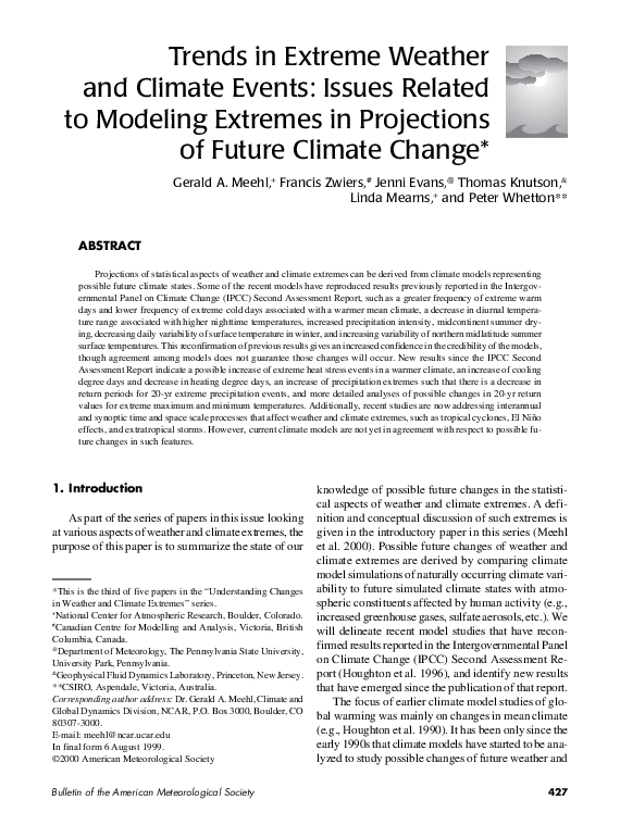 (PDF) Trends in Extreme Weather and Climate Events: Issues Related to ...