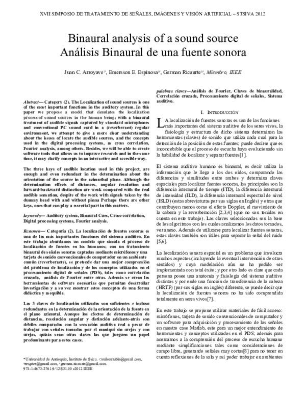 (PDF) Binaural analysis of a sound source