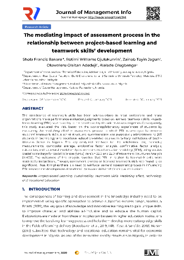 (PDF) The mediating impact of assessment process in the relationship ...