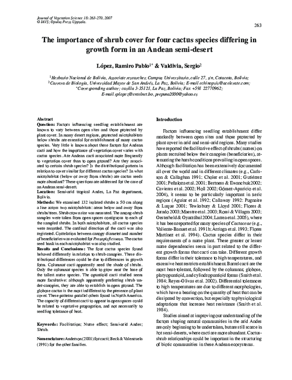 (PDF) The importance of shrub cover for four cactus species differing ...