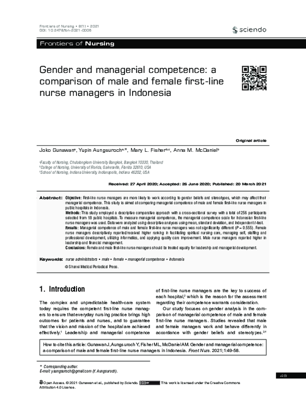 (PDF) Gender and managerial competence: a comparison of male and female ...