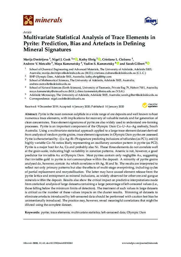 (PDF) Multivariate Statistical Analysis of Trace Elements in Pyrite ...