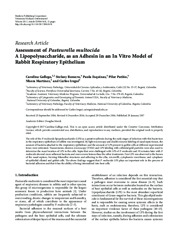 (PDF) Assessment of Pasteurella multocida A Lipopolysaccharide, as an ...