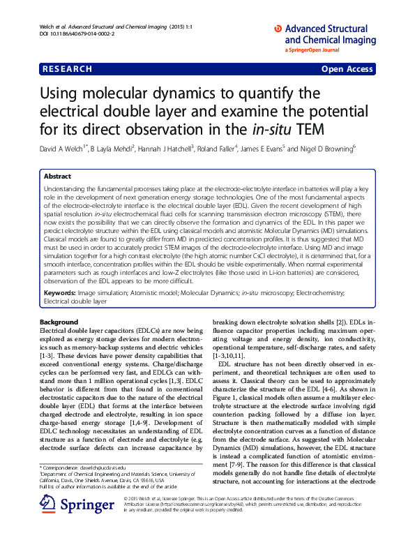 (PDF) Using molecular dynamics to quantify the electrical double layer ...