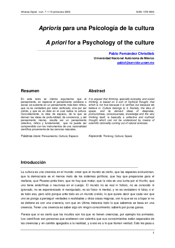(PDF) Aprioris para una Psicología de la cultura pablo fernandez christlieb Academia.edu (PDF) Aprioris para una Psicología de la cultura pablo fernandez christlieb Academia.edu