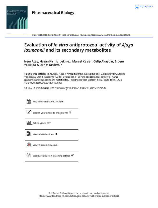 (PDF) Evaluation of in vitro antiprotozoal activity of Ajuga laxmannii ...
