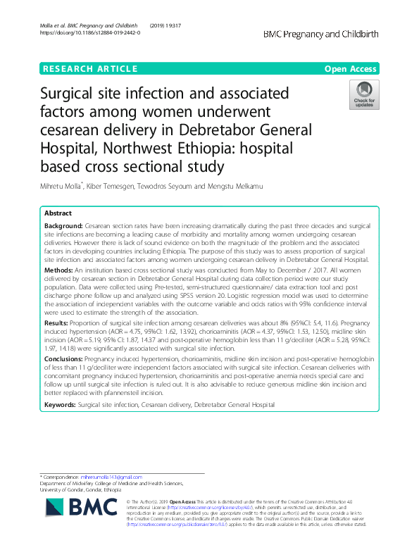 (PDF) Surgical site infection and associated factors among women ...