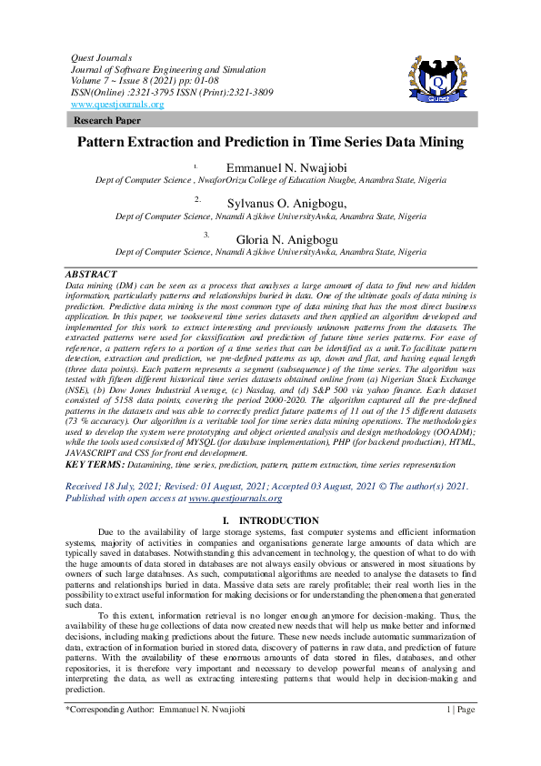(PDF) Pattern Extraction and Prediction in Time Series Data Mining