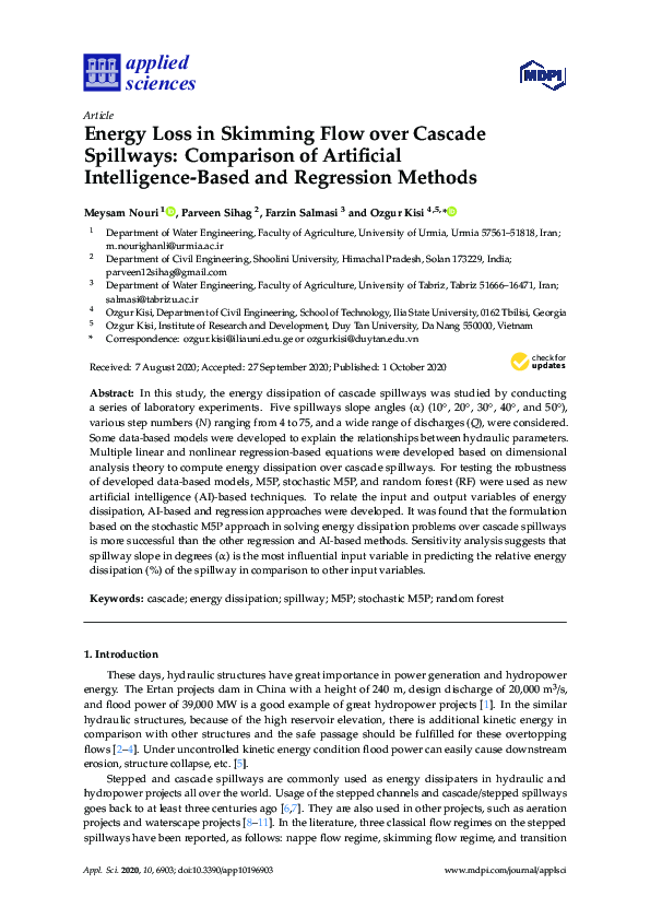 (PDF) Energy Loss in Skimming Flow over Cascade Spillways: Comparison ...