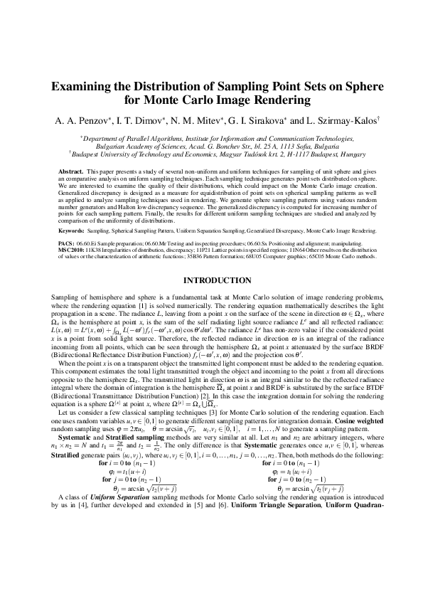 (PDF) Examining the Distribution of Sampling Point Sets on Sphere for ...