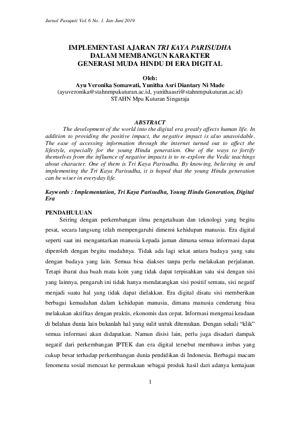 Tri Kaya Parisudha sebagai Pedoman Hidup dalam Ajaran Agama Hindu