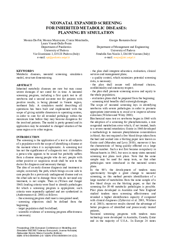 (PDF) Neonatal Expanded Screening For Inherited Metabolic Diseases ...