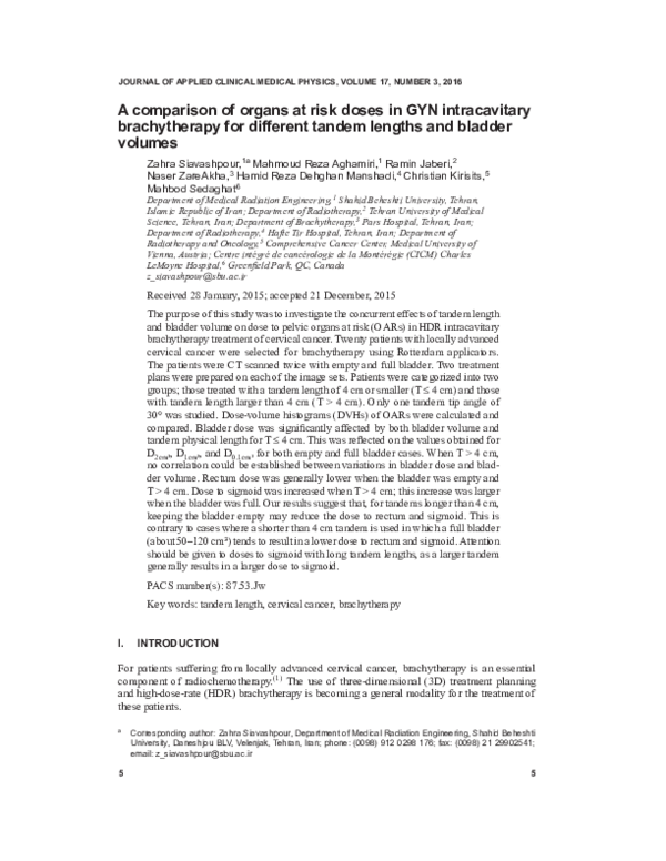 (PDF) A comparison of organs at risk doses in GYN intracavitary ...