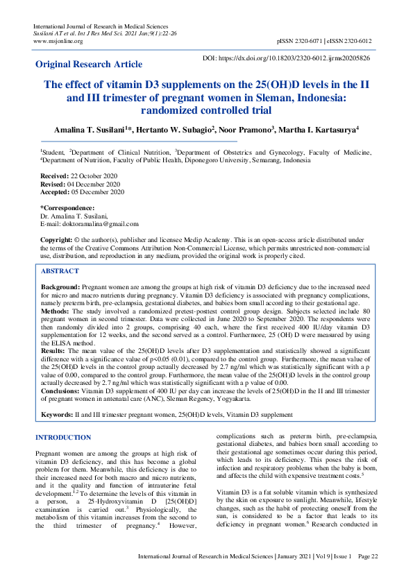 (PDF) The effect of vitamin D3 supplements on the 25(OH)D levels in the ...