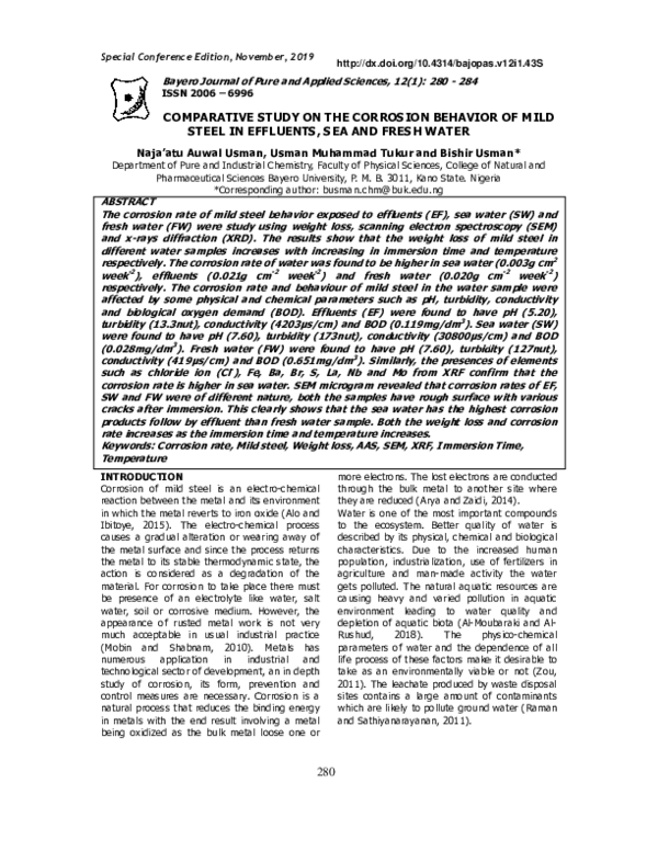 (PDF) Comparative study on the corrosion behavior of mild steel in ...