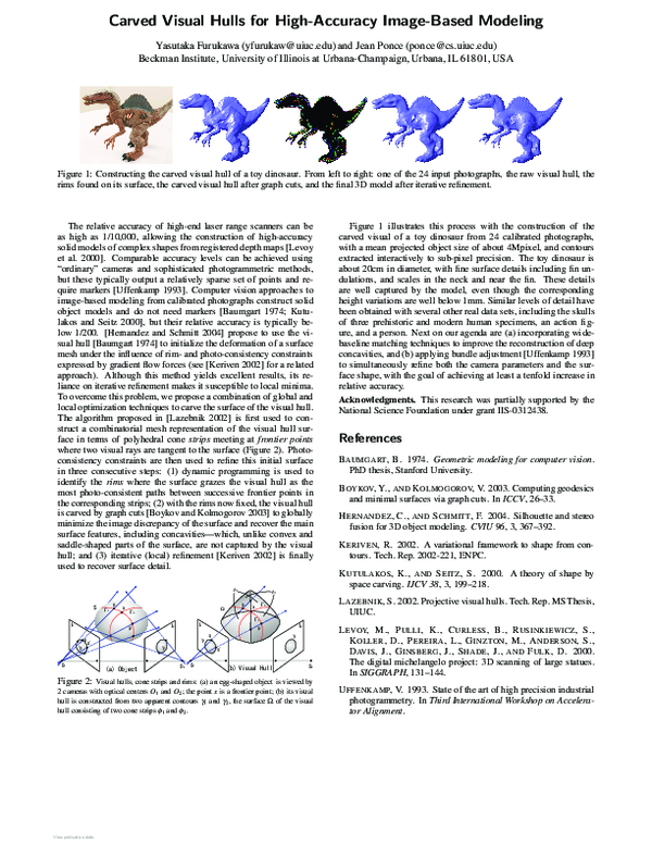 (PDF) Carved visual hulls for high-accuracy image-based modeling