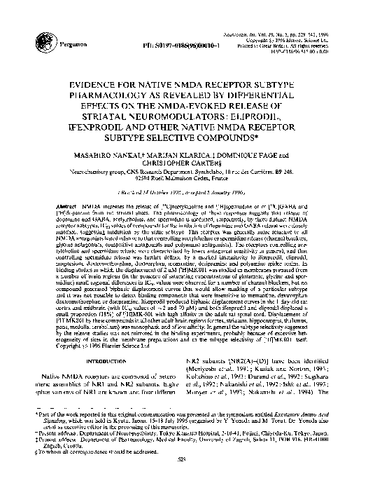 (PDF) Evidence for native NMDA receptor subtype pharmacology as ...